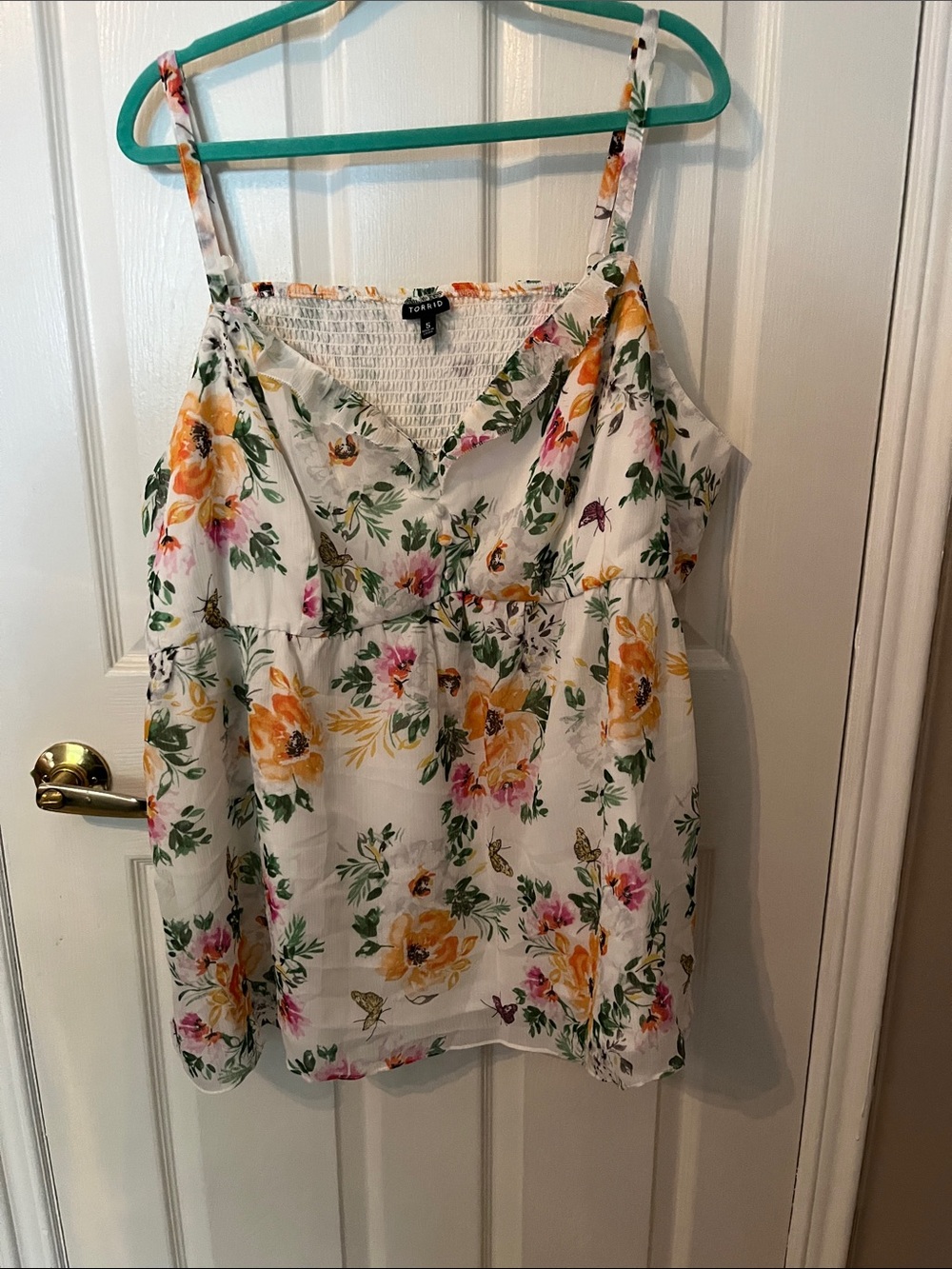 torrid White Floral Spaghetti Strap Camisole